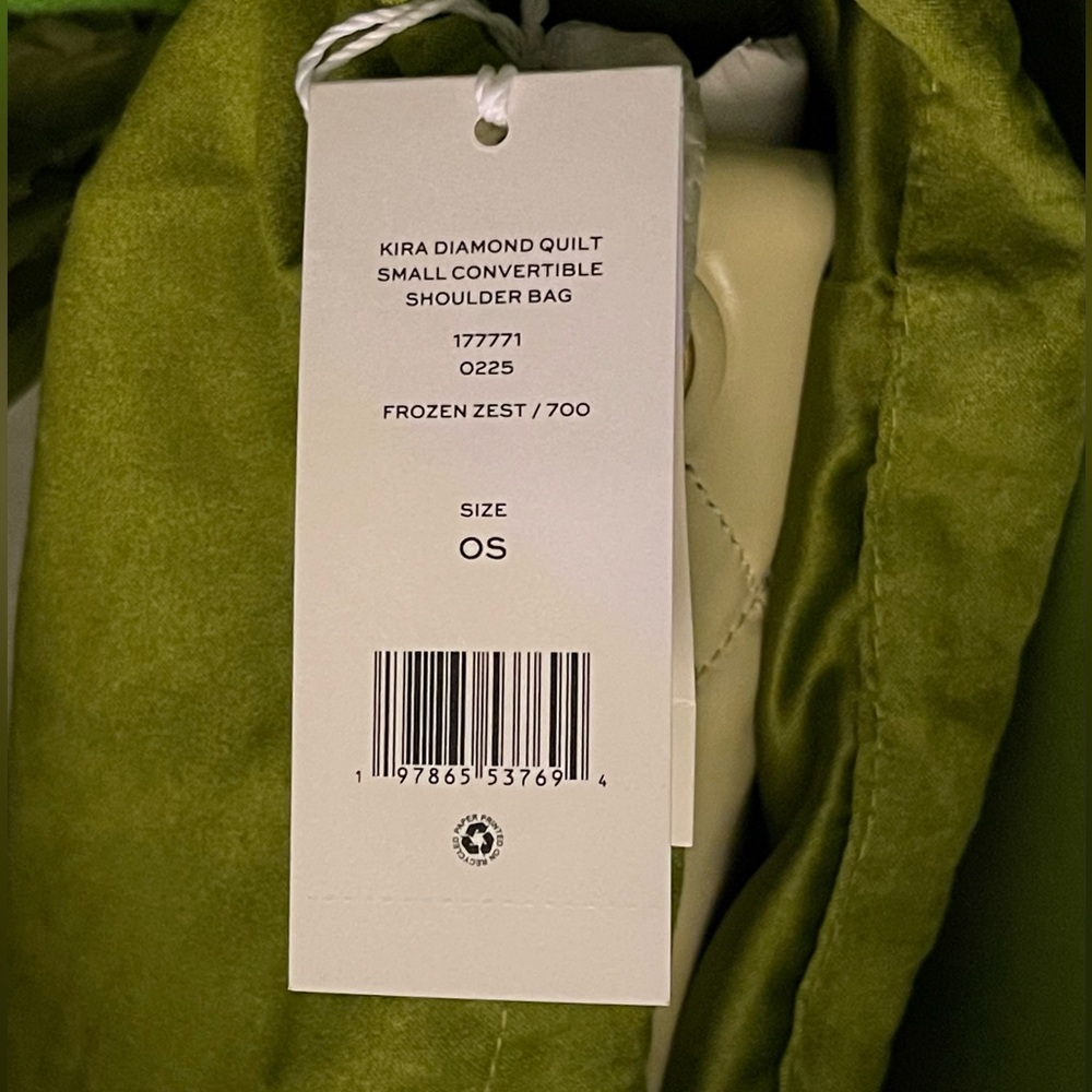 NWT Tory Burch Kira Diamond Quilt Small Shoulder Bag Convertible Frozen Zest - Picture 16 of 16